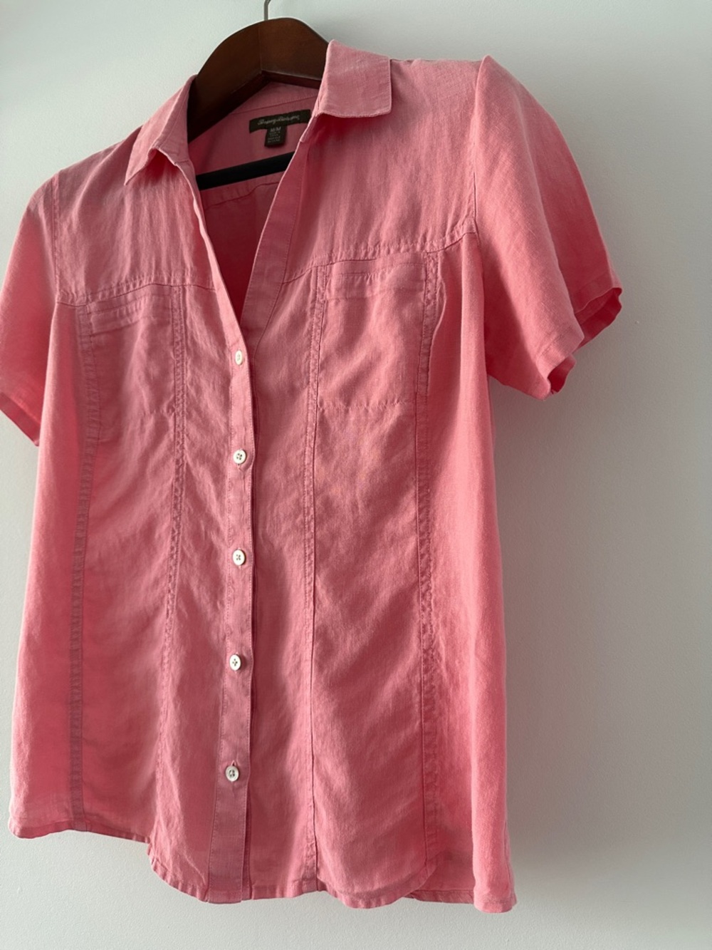 Tommy Bahama Coral Pink Short Sleeve Button-Up Shirt - Picture 5 of 8